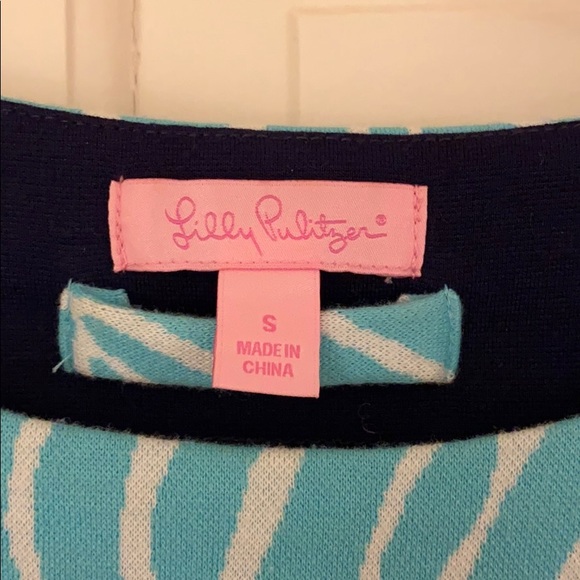 Lilly Pulitzer Turquoise and Navy Belted Dress - Picture 3 of 4